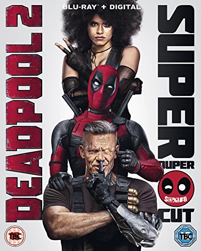 "Blu-ray case with Deadpool 2 Super Duper Cut cover art featuring three characters."