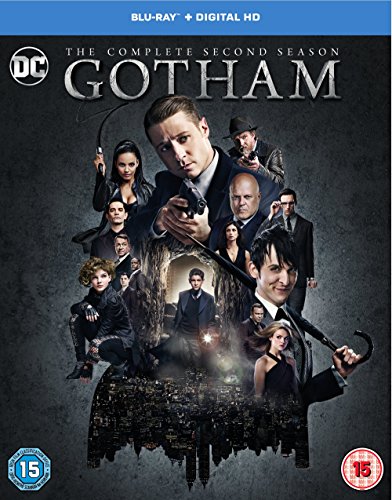 "Blu-ray case for 'Gotham: Season 2' with dark cover art featuring main characters."