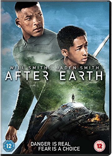 Two men in green jackets on a DVD cover with a crashed spaceship background.