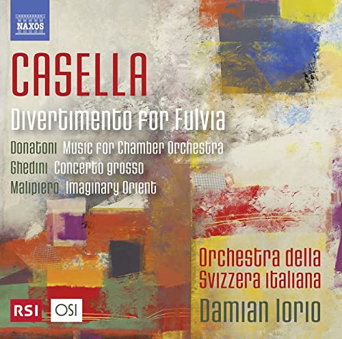 CD cover for Casella’s “Divertimento per Fulvia” with abstract painted background.