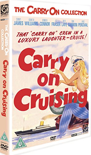 DVD case for "Carry on Cruising" with a blonde woman in a sailor costume.