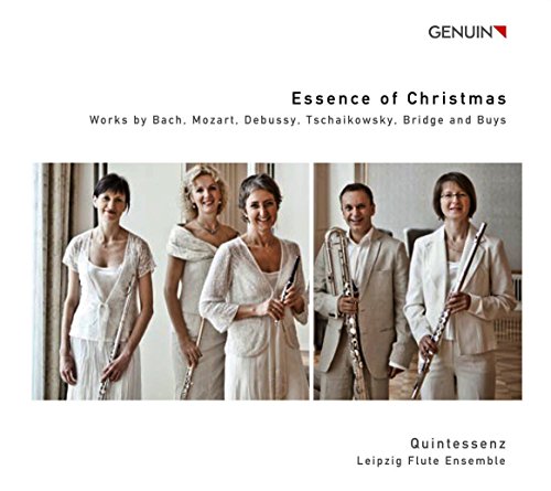 "CD cover featuring five musicians, four women and one man, holding flutes."