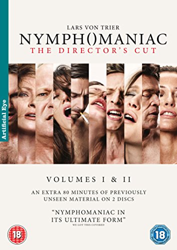 "Nymphomaniac Director's Cut DVD cover featuring close-ups of various people's faces."
