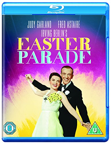 Blu-ray cover for "Easter Parade" featuring Judy Garland and Fred Astaire.