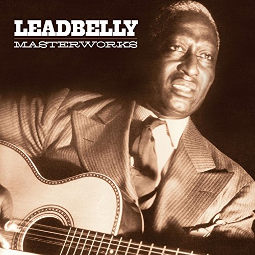 Sepia-toned album cover featuring Leadbelly holding a guitar, wearing a suit.