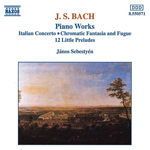 CD cover for J.S. Bach piano works by János Sebestyén, landscape image.