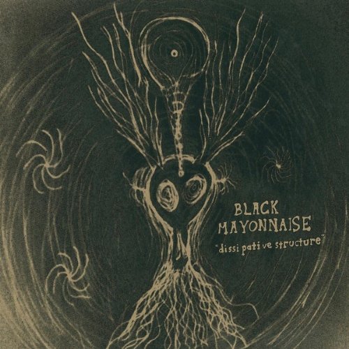 Dark, textured album cover with a sketched, eye-like figure and swirling lines.
