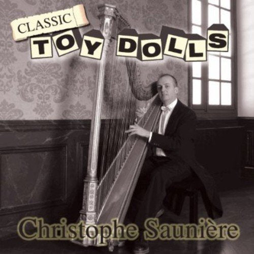 "Album cover: man in tuxedo playing harp, with 'Classic Toy Dolls' text overlay."