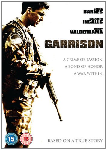 DVD cover for "Garrison" featuring a soldier holding a rifle, with actor names above.