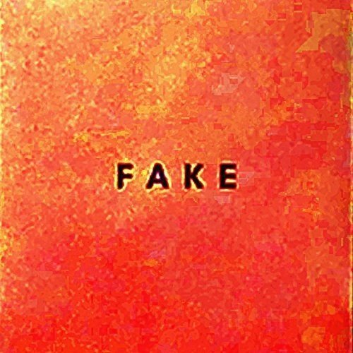 The image is a red background with the word "FAKE" in black text.