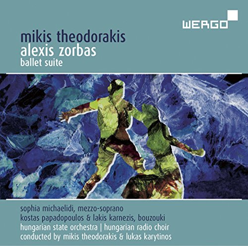 CD cover for Mikis Theodorakis’ “Alexis Zorbas” ballet suite, abstract figures.