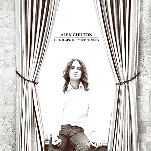 Alex Chilton album cover: black and white portrait behind curtains.