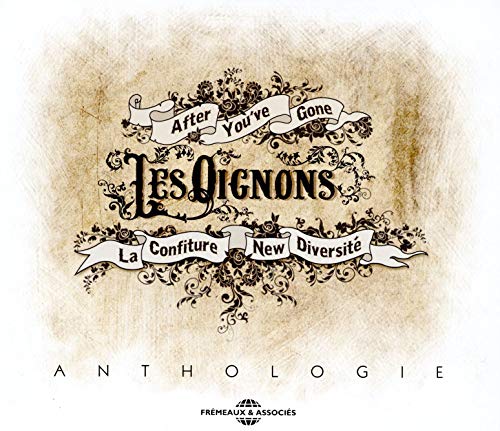 CD cover for "Anthologie" with ornate floral design and text ribbons.