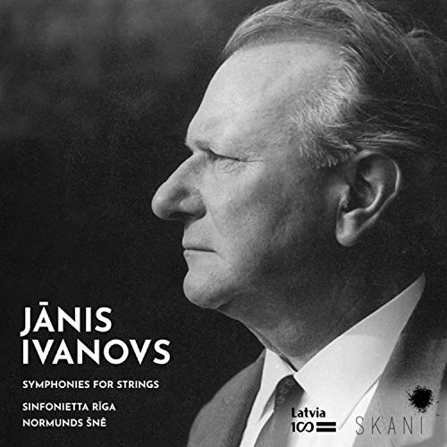 Black and white portrait of Jānis Ivanovs with album title text.