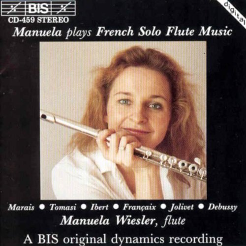 CD cover with a woman holding a flute, on a black background.