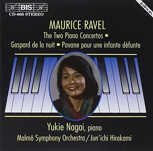 CD cover for Maurice Ravel’s piano concertos featuring pianist Yukie Nagai.