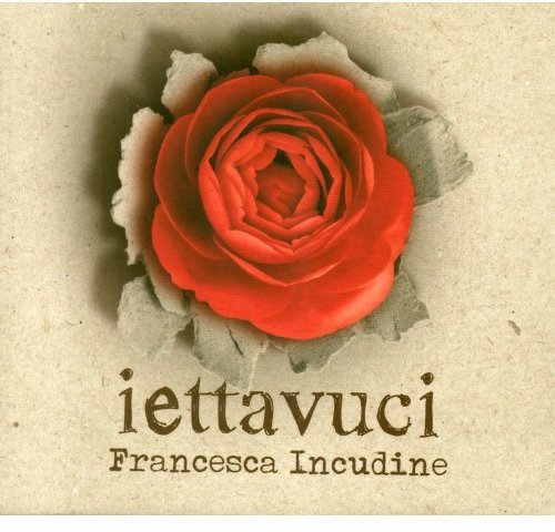 Red rose on beige background with text "iettavuci" and "Francesca Incudine" below.