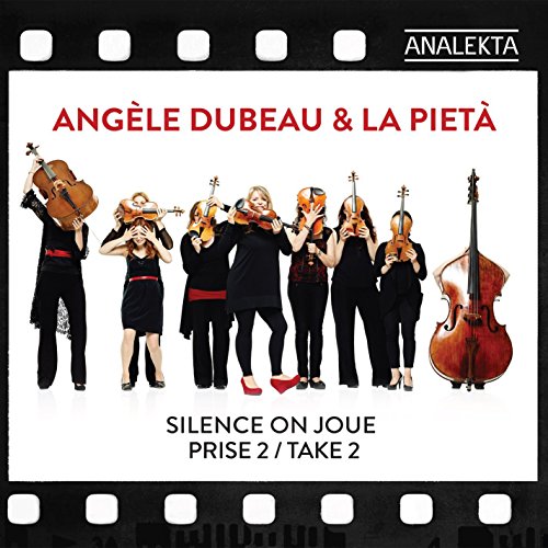 "CD cover featuring seven women playing violins and cellos, dressed in black outfits."
