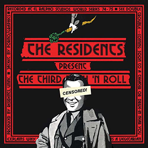 The Residents album cover: black, red, and white with cartoonish imagery.