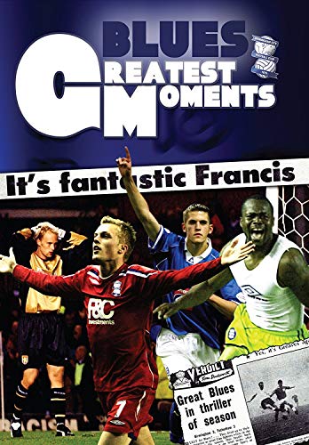 DVD cover for “Birmingham City-blues Greatest Moments” featuring football players.