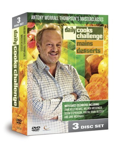 "DVD box set featuring chef Antony Worrall Thompson with fruit and vegetables in the background."