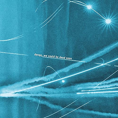 Blue abstract album cover with white light streaks and text.