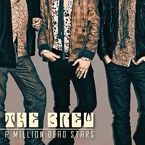 Three men in patterned shirts and jeans, album cover for "The Brew".