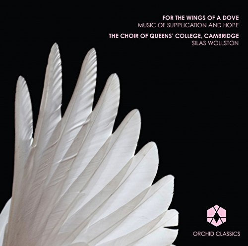 "CD cover featuring white dove feathers on black background with text and logo."