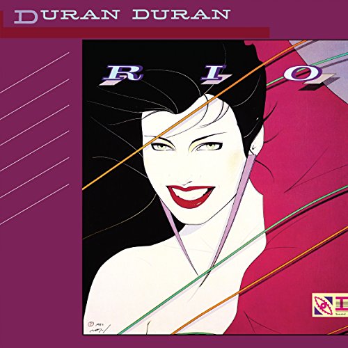 "Duran Duran's 'Rio' album cover featuring an illustrated woman with flowing black hair."