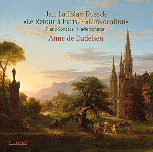 CD cover: landscape painting with figures, text naming composer Dussek and pianist Dadelsen.