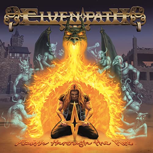 CD cover: fantasy art with a dragon, figures, and flames.