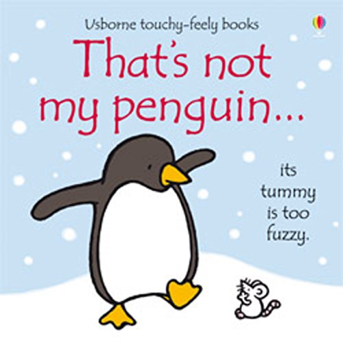 "Children's book cover featuring a cartoon penguin on a snowy background."