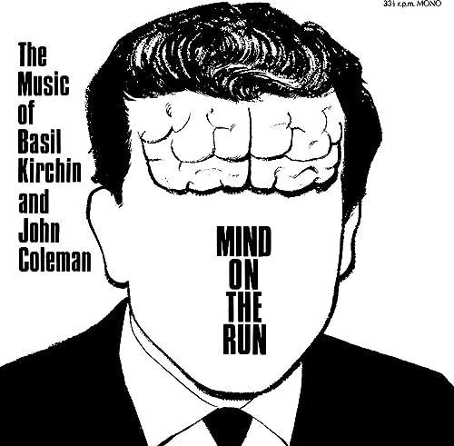 Black and white album cover featuring a man with a brain for a head.