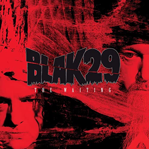 Album cover for Blak29’s “The Waiting” featuring a distressed red and black design.