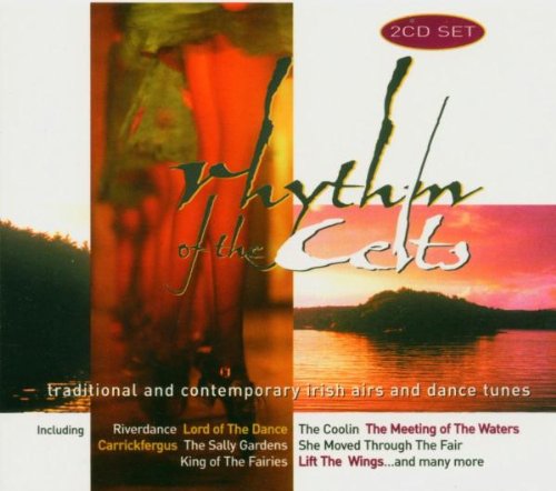 A CD case with a Celtic-themed cover, titled "Rhythms Of The Celts", with a disc inside.