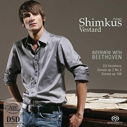 CD cover featuring a man standing beside a piano with sheet music.