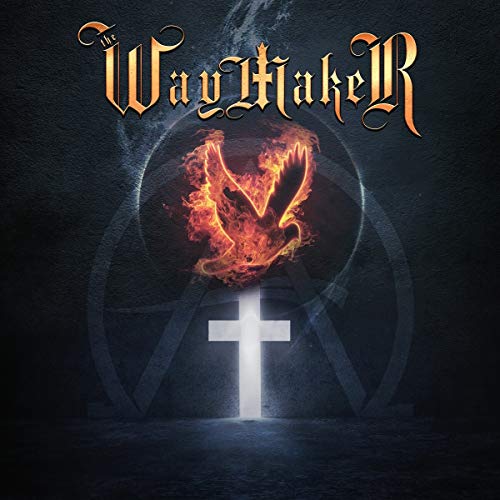 CD cover with fiery bird and cross against a dark, circular background.