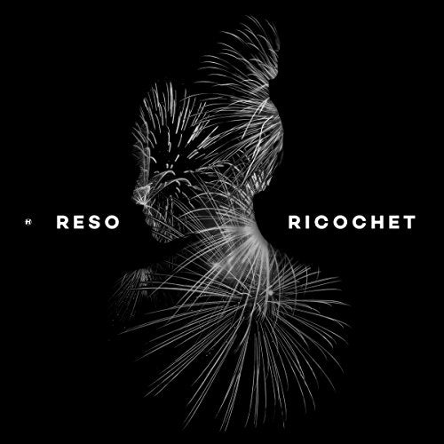 Black album cover with white abstract design and text "RESO" and "RICOCHET".