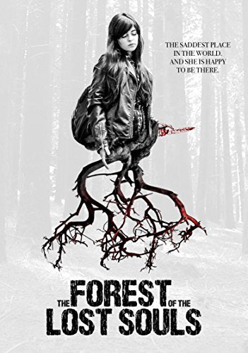 DVD cover: young woman in a dark forest with red roots.