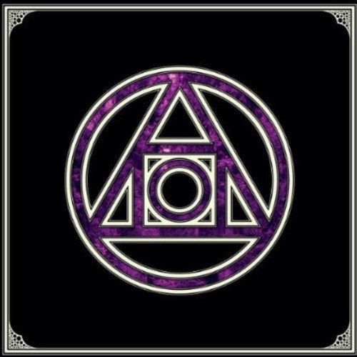 A black square with a purple and white geometric symbol and an Amazon logo.