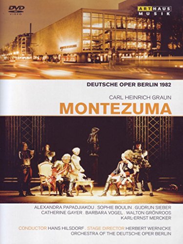 DVD cover for "Montezuma" opera, Deutsche Oper Berlin 1982, with performers listed.