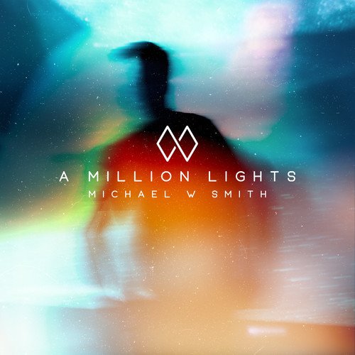 "Blurry silhouette of a man against a colorful, starry background with white text."