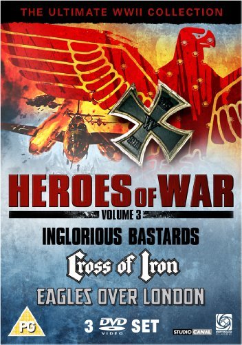 DVD cover for "Heroes of War Vol 3" with WWII imagery and three movie titles.
