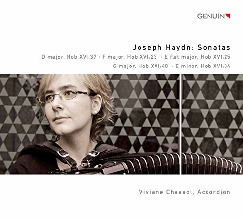 CD cover featuring accordionist Viviane Chassot and text listing Haydn sonatas.