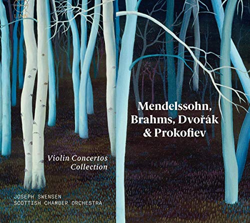CD cover featuring a forest scene with white trees and composers' names.