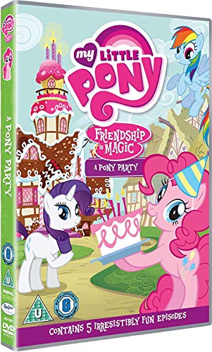 My Little Pony" DVD cover featuring Pinkie Pie, Rainbow Dash, and Rarity.
