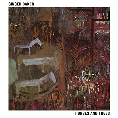 Album cover for Ginger Baker’s “Horses And Trees” with painted horses and trees.