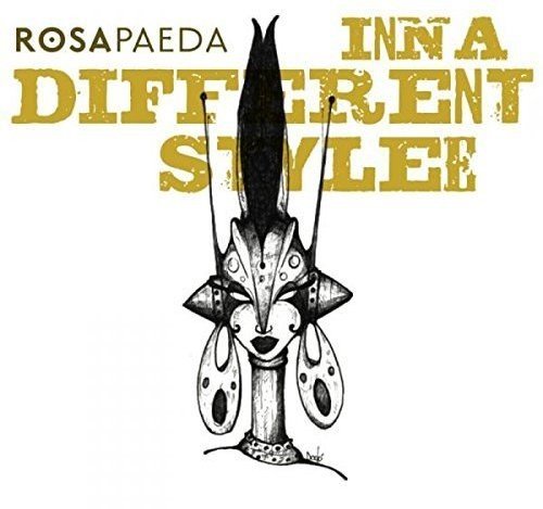 "Album cover with a black and white insect-like figure and yellow text on white background."