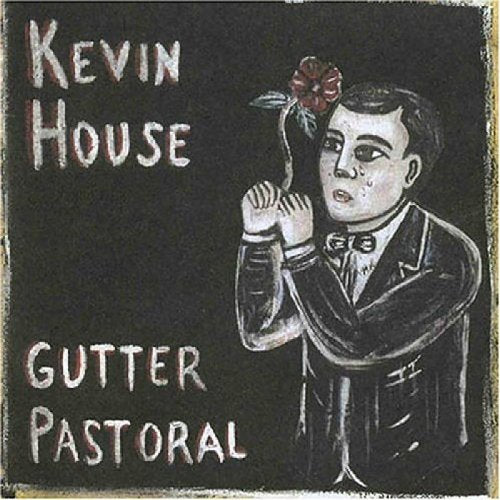 "Album cover with chalk drawing of man in suit holding a flower."