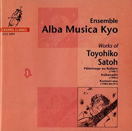 CD cover for Toyohiko Satoh’s “Works,” featuring musical notation and a portrait.
